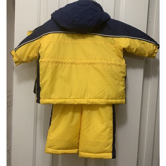 OshKosh Blue 6-9M 2-Piece Snowsuit Set Jacket & Bibs Yellow Navy Rare Size - Picture 10 of 14
